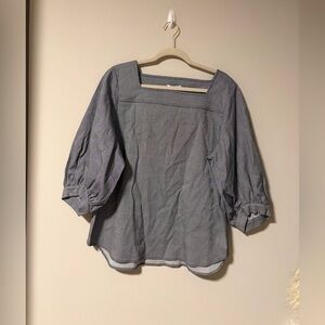 Women’s Lewit Pinstripe Cotton Chambray 3/4 Sleeve Blouse XL